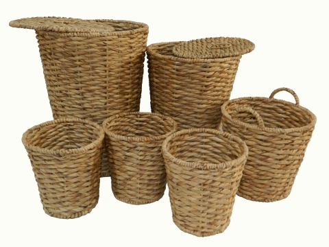 6pc round water hyacinth bath basket